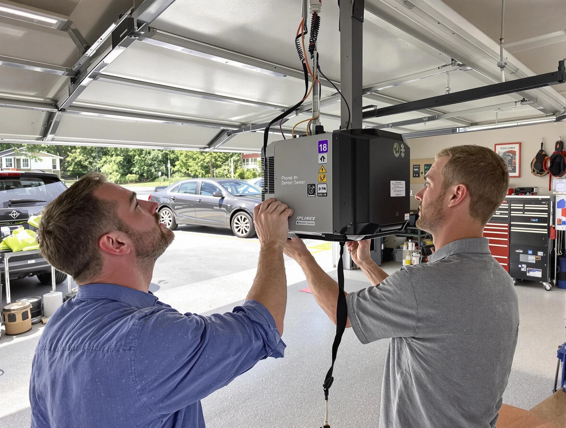 Surprise Garage Door Repair technician installing garage door opener in Surprise