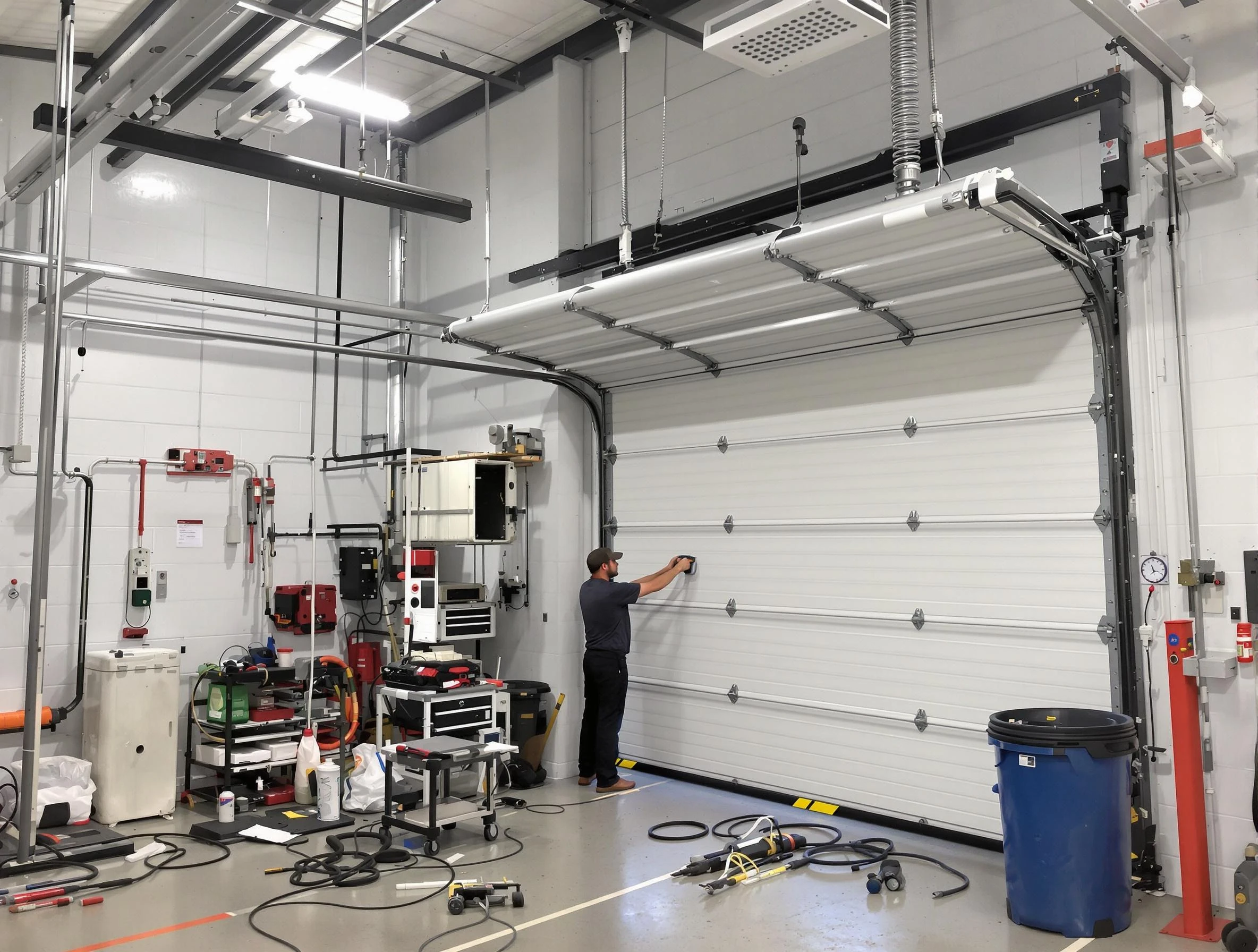 Surprise Garage Door Repair certified technician performing commercial door repair at a Surprise business facility