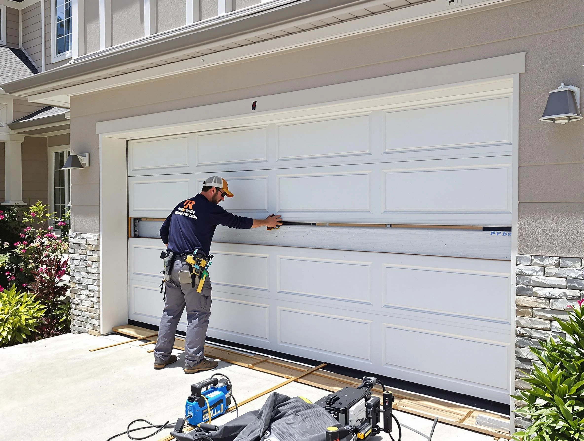 Surprise Garage Door Repair team performing complete garage door replacement at Surprise residence