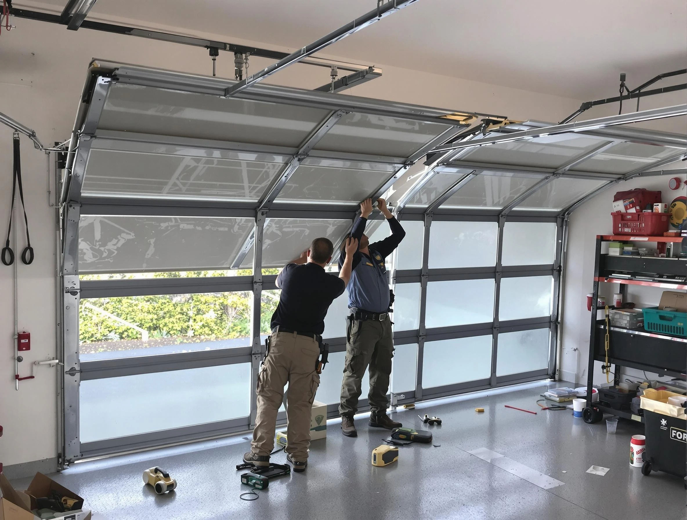 Surprise Garage Door Repair expert performing precise panel replacement on Surprise garage door
