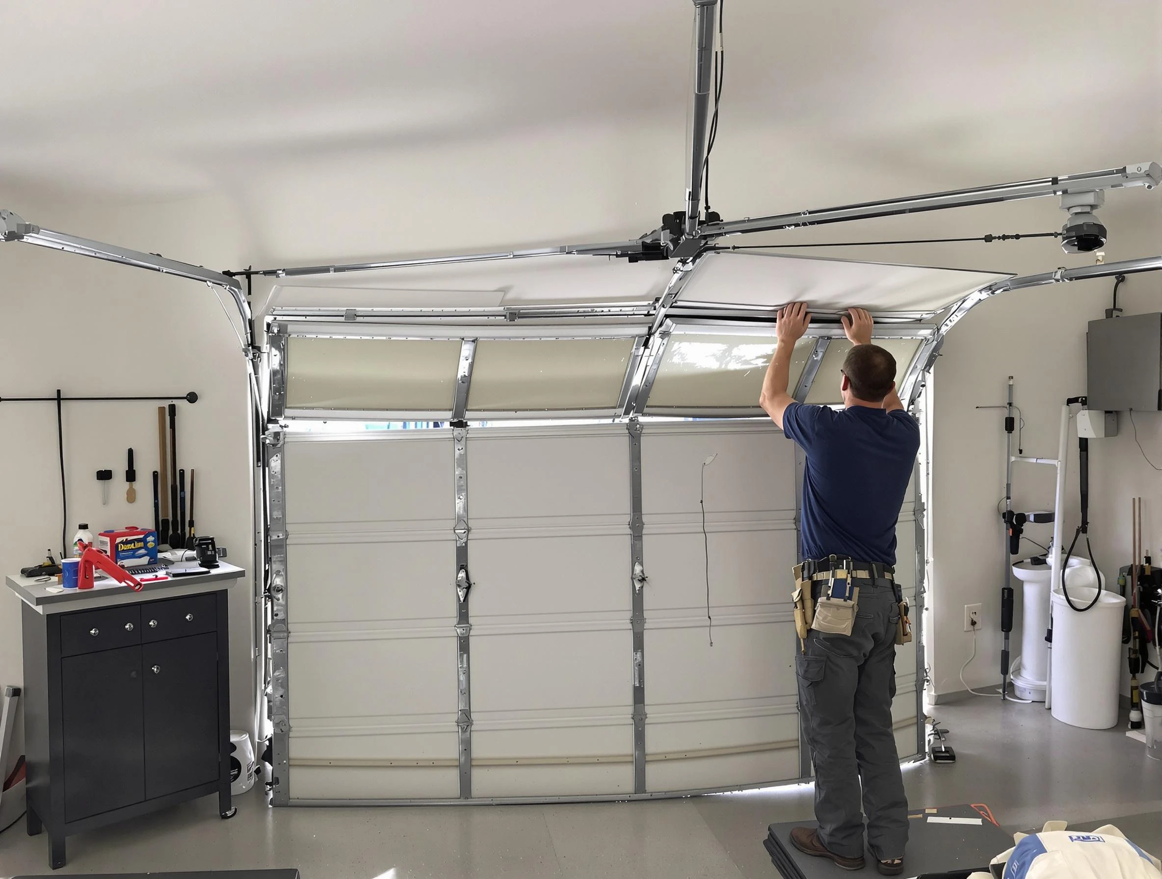 Surprise Garage Door Repair specialist performing precise section replacement on Surprise garage door